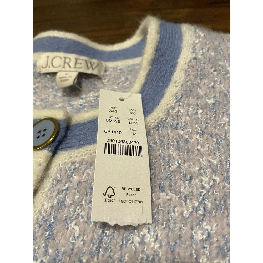 J.Crew Marled Sweater Lady Jacket Lilac Blue Pale SeaScap Med BM639 J Crew - NWT - Picture 5 of 10